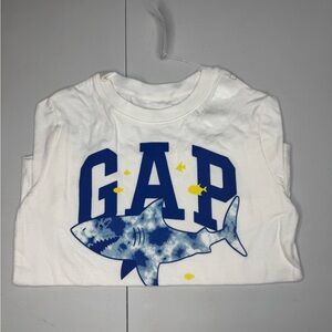 GAP Kids White and Blue Shark Graphic T-Shirt